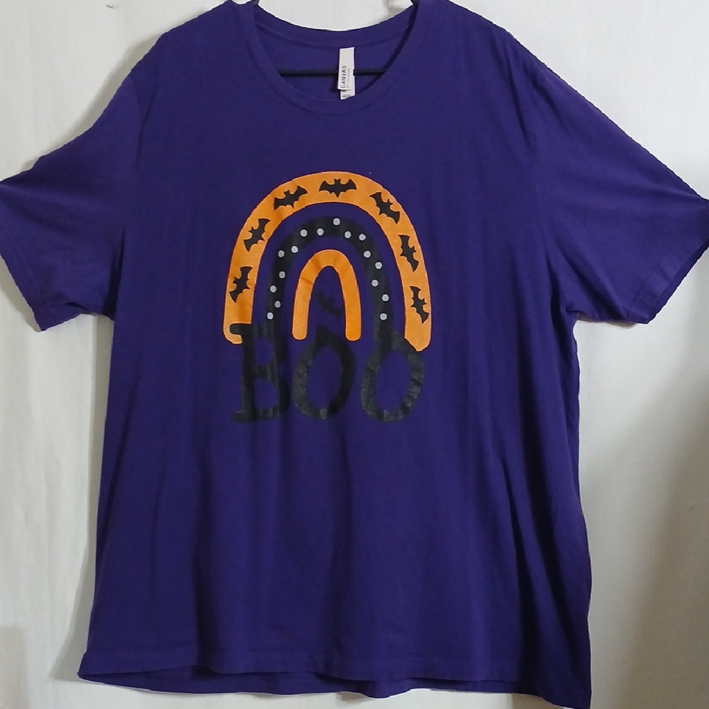 Halloween Short Sleeve Tee - Purple with Orange Rainbow Design Size 3XL